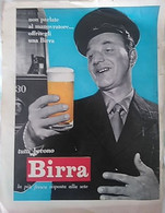 PUBBLICITA' ADVERTISING TUTTI BEVONO BIRRA FOGLIO PUBBLICITARIO RITAGLIO DA GIORNALE DEGLI ANNI '50 - Posters