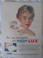 PUBBLICITA' ADVERTISING DAWN ADDAMS SAPONE LUX FOGLIO PUBBLICITARIO RITAGLIO DA GIORNALE DEGLI ANNI '50 - Poster & Plakate