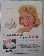 PUBBLICITA' ADVERTISING GIOVANNA RALLI SAPONE LUX FOGLIO PUBBLICITARIO RITAGLIO DA GIORNALE DEGLI ANNI '50 - Manifesti