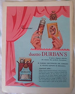 PUBBLICITA' ADVERTISING DURBANS FOGLIO PUBBLICITARIO RITAGLIO DA GIORNALE DEGLI ANNI 50 - Afiches