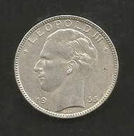 20 Francs - Léopold III Argent 1935               Poids : 11g             Diamètre : 28mm - 20 Francs