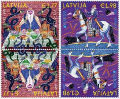 2022  Latvia,  Europe Cept - Stories And Myths - BEER CUP , CHEESE Heavenly Father, Snake, Horse, Wolf  MNH - 2022