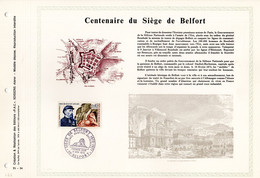 RRR 1000 Ex." 100 ANS DU SIEGE DE BELFORT " Sur Feuillet PAC N°té RARE De 1970 N° YT 1660 Parf état RR - Militaria