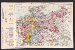 Small Map Of Germany Including Airmail Lines, Postal History, Cut-out From Book? Origin And Date Unknown (minor Creases) - Topographische Karten