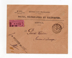 !!! GUINEE, ENVELOPPE RECOMMANDEE DE SERVICE DE LA POSTE, CACHET DE KINDIA DE 1934 POUR PARIS - Storia Postale