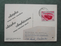 CARTE PUBLICITAIRE SAN MARIN LABORATOIRE PHARMACEUTIQUE PLASMARINE IONYL CACHET Et AFFRANCHISSEMENT À VOIR 1955 - Cartas & Documentos