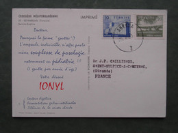 CARTE PUBLICITAIRE TURQUIE LABORATOIRE PHARMACEUTIQUE PLASMARINE IONYL CACHET Et AFFRANCHISSEMENT À VOIR 1960 - Covers & Documents