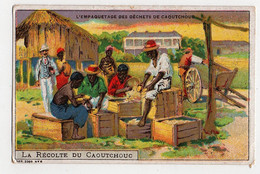 CHROMO Didactique Chocolat Cardon La Récolte Du Caoutchouc L'empaquetage Des Déchets De Coutchouc - Autres