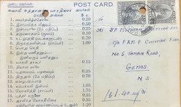 MALAYA ,PERAK STATE ,1940,USED    PRIVATE ADVERTISED BOOK POST CARD COVER TO GEMAS,2 STAMPS ,TAMIL LANGUES WRITENG ,IPOH - Malaya (British Military Administration)