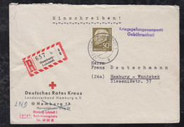 BRD Bund 1961 POW Kriegsgefangenenpost Einschreiben Orts Brief 1x 50Pf Heuss EF Rotes Kreuz Hamburg Red Cross - Storia Postale