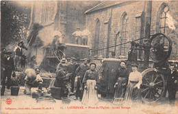 LAURENAN - Place De L'Eglise - Grand Battage - Agriculture  (carte Vendue En L'état) - Altri Comuni