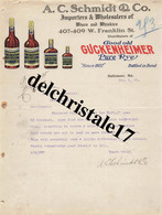 96 0113 ÉTATS-UNIS BALTIMORE 1909 Importers & Wholesalers Wines & Whiskies "GUCKKENHEIMER" A.C. SCHMIDT & Co à SORIN - United States