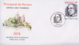 Enveloppe   FDC  1er  Jour   MONACO   Centenaire  De  La  Naissance   De   Léo  Ferré   2016 - Chanteurs