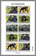 BURUNDI 2022 MNH Chimpanzees Schimpansen M/S ZDR. - OFFICIAL ISSUE - DHQ2214 - Chimpancés