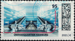 Allemagne 2021 Oblitéré Used Überseequartier Station Ligne U-Bahn U4 Hambourg Y&T DE 3371 SU - Gebraucht