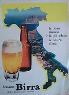 PUBBLICITA' ADVERTISING BEVIAMO BIRRA ITALIANA FOGLIO PUBBLICITARIO RITAGLIO DA GIORNALE DEGLI ANNI '50 - Posters