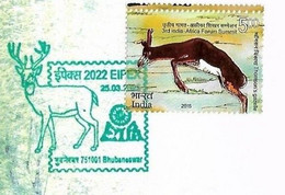 India 2022 Sambar Deer State Animal Of Odisha , Fauna Flora , Animal Mammal ,Cover Thomsons Gazael Deer (**) Inde Indien - Briefe U. Dokumente