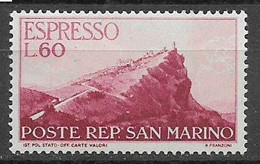 SAN MARINO POSTA AEREA 1950 ESPRESSI VEDUTA DI SAN MARINO SASS. 21 MNH XF - Sellos De Urgencia