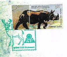 India 2022 Sambar Deer State Animal Of Odisha , Fauna Flora , Animal. Mammal ,Cover Bronze Rhinosaur (**) Inde Indien - Lettres & Documents