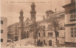 ALGER   ALGERIE  CPA  SEPIA  PALAIS D'HIVER  DU GOUVERNEUR ET LA CATHEDRALE - Algiers