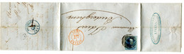 1856 Kleine Brief Anvers Naar Auderghem - Rond Medaillon 20c Lijnstempel Met Nr 4 - Stempel P.J. VAN DER SCHRIEK Expedit - 1851-1857 Medaillen (6/8)
