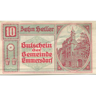 Billet, Autriche, Emmersdorf, 10 Heller, Rue 1920-12-31, SPL, Mehl:FS 171a - Austria