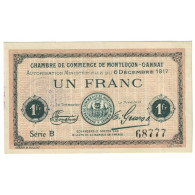 France, Montluçon, 1 Franc, 1917, SPL, Pirot:84-37 - Chambre De Commerce