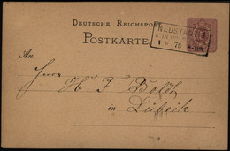 Deutsches Reich Ganzsache 5 Pfg. Mit R3 Neustadt In Holstein Nach Lübeck 1876 - Covers & Documents