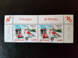 Monaco 2022 Winter Olympic Game PEKIN BEIJJING Ski Alpin Bobsleigh 2v Mnh  PAIRE UP - Unused Stamps