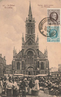 SAINT GILLES - Bruxelles - Eglise, Style Roman - Le Marché - Carte Circulé En 1923 - St-Gilles - St-Gillis