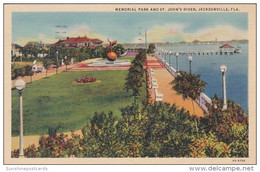 Florida Jacksonville Memorial Park And St Johns River 1940 Curteich - Jacksonville