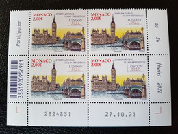 Monaco 2022 Philatelic Exhibition LONDON England Londres Westminster Big Ben 4v Mnh BLOC DATE - Neufs