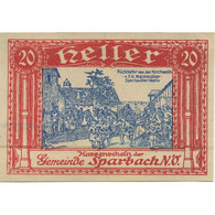 Billet, Autriche, Sparbach, 20 Heller, Personnage, 1920, SPL, Mehl:FS 1006b - Austria