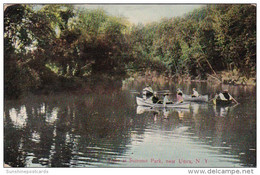 New York Utica Canoeing On Lake At Summit Park 1915 - Utica