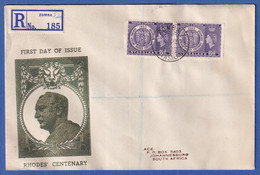 Nyassaland (Malawi) 1953 Cecil Rhodes Mi.-Nr. 97 Paar Auf R-FDC O ZOMBA - Malawi (1964-...)