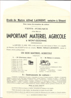 JM07.04 / LETTRE - ANNONCE NOTARIALE / VENTE MATERIEL AGRICOLE / YVOIR - MONT-GODINNE - AVRIL 1939 - Supplies And Equipment
