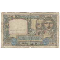 France, 20 Francs, Science Et Travail, 1941, Z.346, B+, Fayette:12.13, KM:92b - 20 F 1939-1942 ''Science Et Travail''