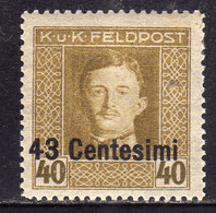 OCCUPAZIONE AUSTRIACA 1918 CENT. 43c SU 40h MLH - Oostenrijkse Bezetting