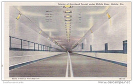 Alabama Mobile Interior Of Bankhead Tunnel Under Mobile River 1940 Curteich - Mobile