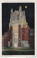 Iowa Iowa City University Hospital Tower At Night University Of Iowa 1940 Curteich - Iowa City