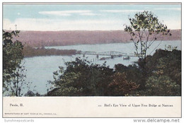 Illinois Peoria Birds Eye View Of Upper Free Bridge At Narrows 1908 Curteich - Peoria