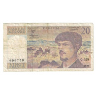 France, 20 Francs, Debussy, 1990, Q.029, B, Fayette:66bis.1, KM:151d - 20 F 1980-1997 ''Debussy''