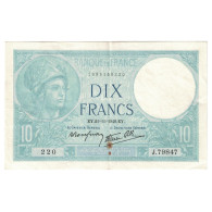 France, 10 Francs, Minerve, 1940, J.798, SUP, Fayette:7.21, KM:84 - 10 F 1916-1942 ''Minerve''