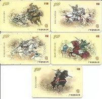 Chinese Telephone Card, Five Tigers Of The Three Kingdoms, 5,pcs - China