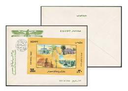 Egypt 1987 Tourism Year LARGE SIZE FDC / First Day Cover Souvenir Sheet Air Mail 30 Mills - Brieven En Documenten