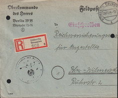 German Feldpost WW2: Registered Cover From Oberkommando Des Heeres Posted Döberitz Übungsplatz 29.11.1944 - Militaria