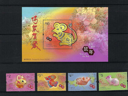 Hong Kong 2020 Year Of The Rat Stamps +  M/S Set MNH - Unused Stamps