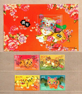 Delcampe - Hong Kong 2022 Year Of The Tiger Stamps +  M/S Set MNH - Ungebraucht