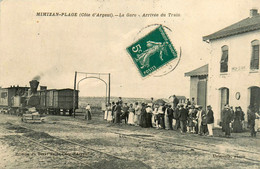 Mimizan Plage * La Gare * Arrivée Du Train * Locomotive * Ligne Chemin De Fer - Mimizan Plage