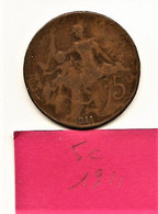 5 Centimes  " Dupuis"  1911   TB - 5 Centimes